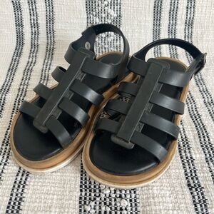 Melissa Mel Flox III Black Tan Gladiator Adjustable Straps Buckle Sandals US 12